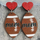 Mother's Day Gift Mother Baseball Football Rugby Love Wooden Earrings