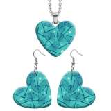 10 styles love resin Stainless Steel Geometric pattern Heart Painted  Earrings 60CMM Necklace Pendant Set