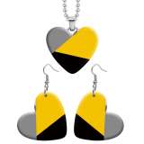 10 styles love resin Stainless Steel Yellow Geometric pattern Heart Painted  Earrings 60CMM Necklace Pendant Set