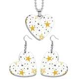 10 styles love resin Stainless Steel Heart Pretty pattern Painted  Earrings 60CMM Necklace Pendant Set