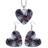 10 styles love resin Stainless Steel Pretty pattern Heart Painted  Earrings 60CMM Necklace Pendant Set