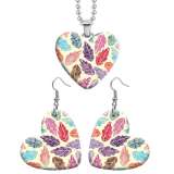 10 styles love resin Stainless Steel  Flower pattern Heart Painted  Earrings 60CMM Necklace Pendant Set