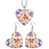 10 styles love resin Stainless Steel Butterfly Heart Painted  Earrings 60CMM Necklace Pendant Set