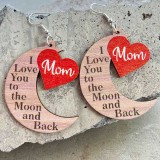 Mother's Water Saving Drop-shaped Love Best Mother's Love Curved Moon Shaped Wooden Earrings