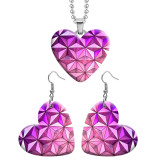 10 styles love resin Stainless Steel Pretty Colorful pattern  Heart Painted  Earrings 60CMM Necklace Pendant Set