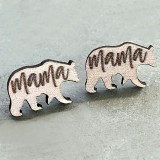 Mother's Day, Mother, I Love You Earrings, Wooden Mother, Bear, Love, Elephant Earrings