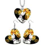 10 styles love resin Stainless Steel Flower elephant pattern Heart Painted  Earrings 60CMM Necklace Pendant Set