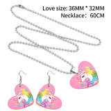 10 styles love resin Stainless Steel Flower Butterfly pattern Heart Painted  Earrings 60CMM Necklace Pendant Set