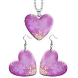 10 styles love resin Stainless Steel Checkered pattern Heart Painted  Earrings 60CMM Necklace Pendant Set