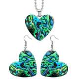 10 styles love resin Stainless Steel Beautiful pattern Heart Painted  Earrings 60CMM Necklace Pendant Set