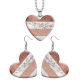 10 styles love resin Stainless Steel Pink Geometric pattern Heart Painted  Earrings 60CMM Necklace Pendant Set