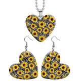 10 styles love resin Stainless Steel Flower elephant pattern Heart Painted  Earrings 60CMM Necklace Pendant Set