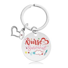 Nurse's Day Stainless Steel Round Plate Color Printing Key Chain