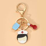 Nurse's Day Doctor's Time Gem Oil Dropping Nurse Hat Keychain Syringe Pendant Accessories