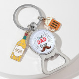 Father's Day Holiday Gift Keychain Pendant Beer Open Metal Keyring