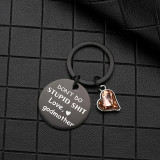 Black Mother's Day Stainless Steel Round Key Chain