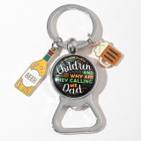 Father's Day Holiday Gift Keychain Pendant Beer Open Metal Keyring