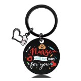 Black Nurse's Day Stainless Steel Round Plate Color Printing Keychain