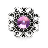 20MM Dazzling purple design Rhinestone enamel Metal snap button charms