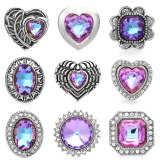 20MM Dazzling purple design Rhinestone enamel Metal snap button charms