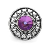 20MM Dazzling purple design Rhinestone enamel Metal snap button charms