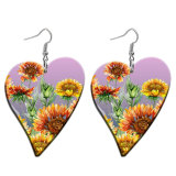 10 styles love Flower sunflower  Acrylic  stainless steel two-sided Painted Heart earrings