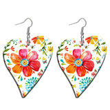 10 styles love Pretty Flower Acrylic  stainless steel two-sided Painted Heart earrings