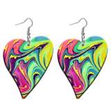 10 styles love color pattern Acrylic  stainless steel two-sided Painted Heart earrings