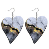 10 styles love Marble pattern Acrylic  stainless steel two-sided Painted Heart earrings