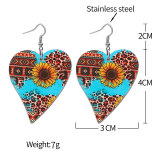 10 styles love Flower sunflower  Acrylic  stainless steel two-sided Painted Heart earrings