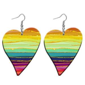 10 styles love color pattern Acrylic  stainless steel two-sided Painted Heart earrings