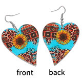 10 styles love Bohemia pattern  Acrylic  stainless steel two-sided Painted Heart earrings
