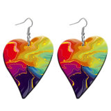 10 styles love color pattern Acrylic  stainless steel two-sided Painted Heart earrings