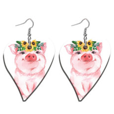 10 styles love Pink Piglet Flamingo Pretty pattern Acrylic  stainless steel two-sided Painted Heart earrings