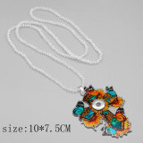 love Hippocampus Cross Harley sunflower  Acrylic 80CM Elastic Crystal Necklace Pendant  20MM Snaps button jewelry wholesale