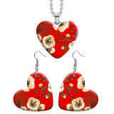 10 styles love Flower Butterfly pattern  resin Stainless Steel Heart Painted  Earrings 60CMM Necklace Pendant Set