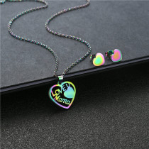 Stainless steel Mother's Day earrings necklace set