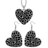 10 styles love Black and white pattern  resin Stainless Steel Heart Painted  Earrings 60CMM Necklace Pendant Set