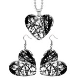 10 styles love Branch pattern resin Stainless Steel Heart Painted  Earrings 60CMM Necklace Pendant Set