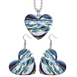 10 styles love Pretty pattern resin Stainless Steel Heart Painted  Earrings 60CMM Necklace Pendant Set