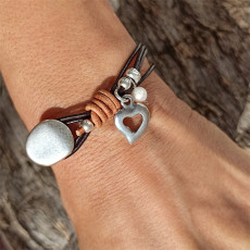 Loving multi-layer leather alloy woven bracelet