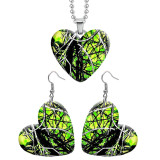 10 styles love Branch pattern resin Stainless Steel Heart Painted  Earrings 60CMM Necklace Pendant Set