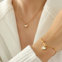 Stainless steel love shell earrings bracelet necklace set