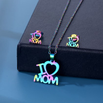Stainless steel Mother's Day earrings necklace set