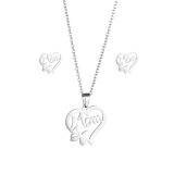 Stainless steel Mother's Day earrings necklace set
