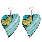 10 styles love Blue Marble Pattern Acrylic  stainless steel two-sided Painted Heart earrings