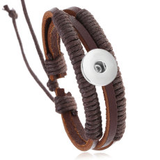 20MM Snaps button jewelry wholesale Vintage woven cow leather bracelet