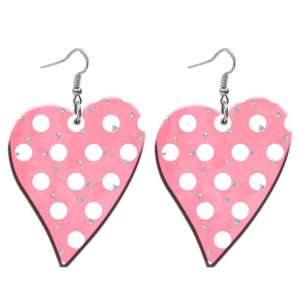 10 styles love Pink Wave point round dot pattern  Acrylic  stainless steel two-sided Painted Heart earrings