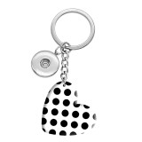 10 styles love Black and white pattern resin Painted Heart Key chain fit 20MM Snaps button jewelry wholesale