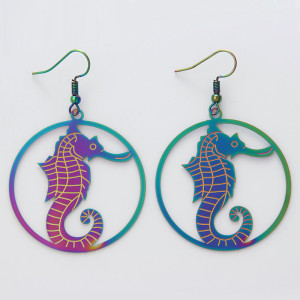 Stainless Steel Colorful Hippocampus Earrings